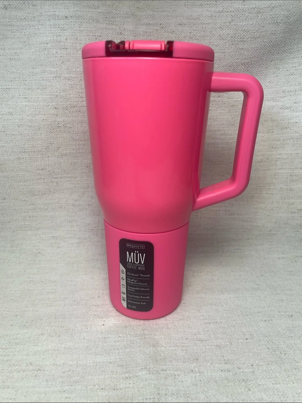 Brümate Neon Pink Insulated Travel Mug with Handle - 35oz for Women